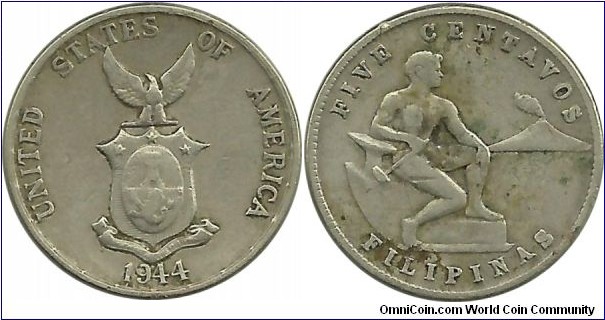 Philippines-USA 5 Centavos 1944