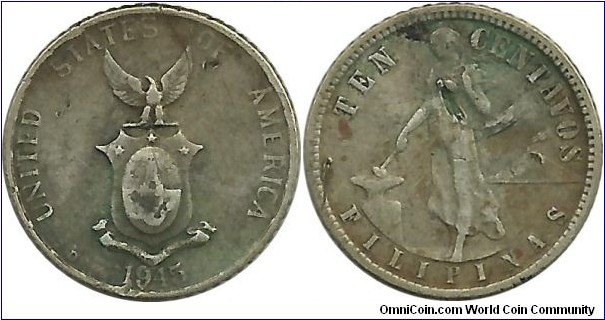 Philippines-USA 10 Centavos 1945D