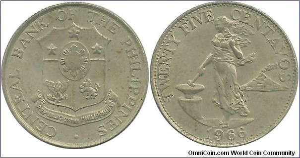 Philippines 25 Centavos 1966