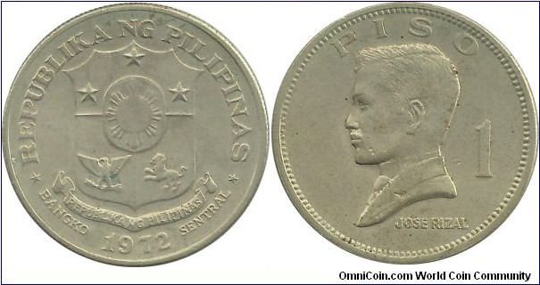 Philippines 1 Piso 1972 - Jose Rizal