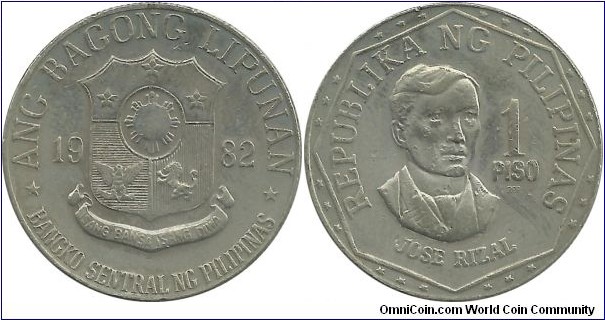 Philippines 1 Piso 1982 - Isang Bansa Isang Diwa