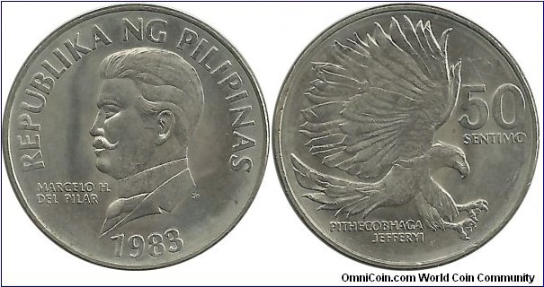 Philippines 50 Sentimo 1983(error) Pitheco(b)haga Jefferyi