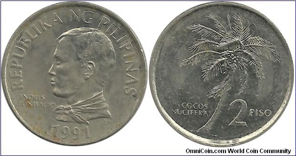 Philippines 2 Piso 1991 - reduced size