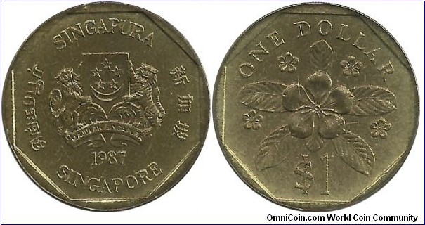 Singapore 1 Dollar 1987