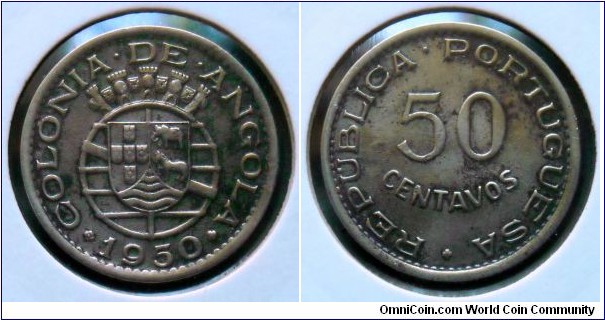 Angola 50 centavos.
1950 - Portugal Administration.