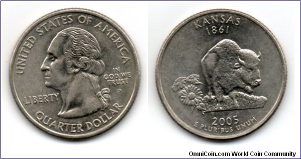 Kansas State Quarter 'P' mint mark