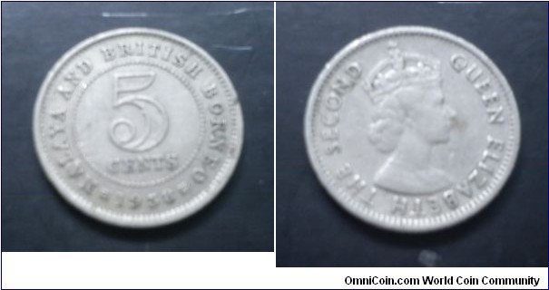 Malaya and British Borneo Queen Elizabeth II 5 cents
