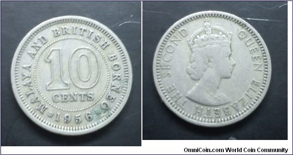 Malaya and British Borneo Queen Elizabeth II 10 cents