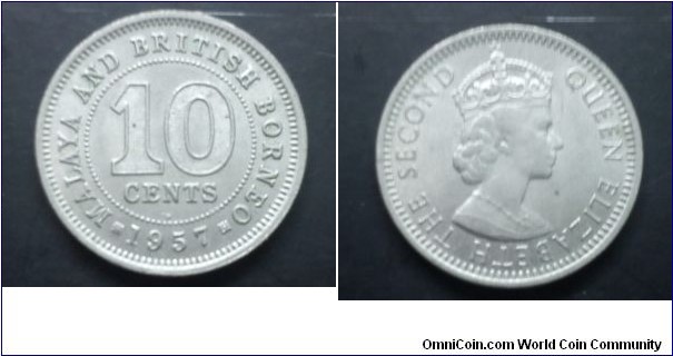Malaya and British Borneo Queen Elizabeth II 10 cents