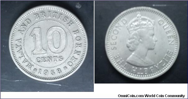 Malaya and British Borneo Queen Elizabeth II 10 cents