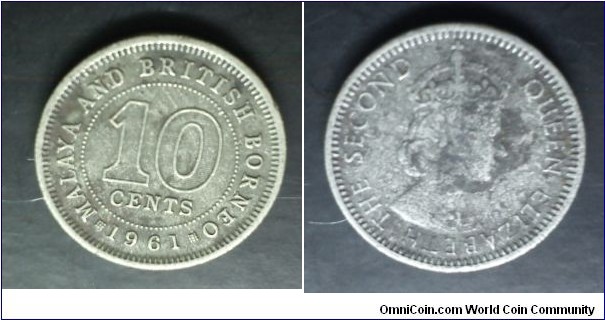 Malaya and British Borneo Queen Elizabeth II 10 cents