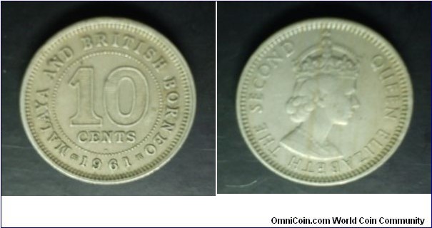 Malaya and British Borneo Queen Elizabeth II 10 cents
