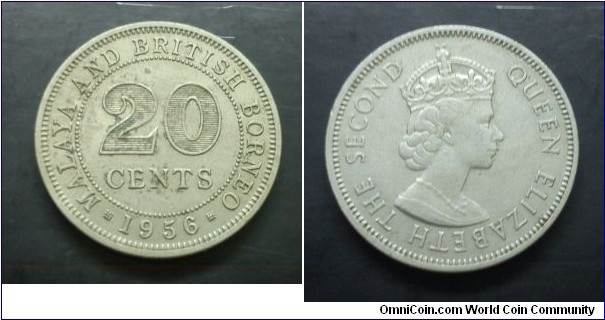 Malaya and British Borneo Queen Elizabeth II 20 cents