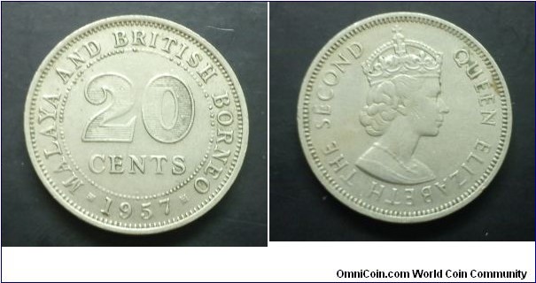 Malaya and British Borneo Queen Elizabeth II 20 cents