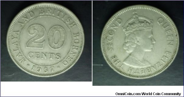 Malaya and British Borneo Queen Elizabeth II 20 cents