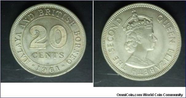 Malaya and British Borneo Queen Elizabeth II 20 cents