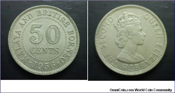 Malaya and British Borneo Queen Elizabeth II 50 cents