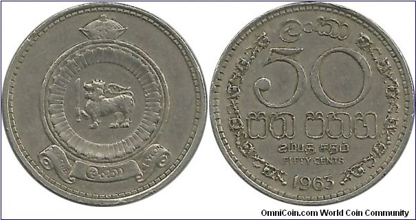 Ceylon 50 Cents 1963