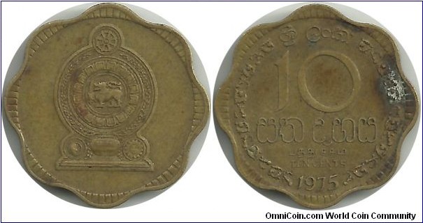 SriLanka 10 Cents 1975