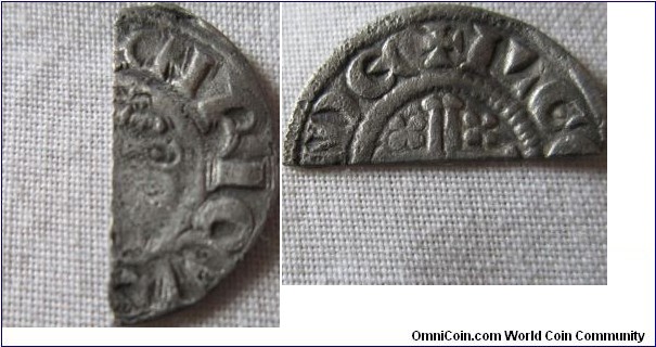 cuth half penny, ILGER ON LVNDE (ilger of london) moneyer, more then likely a class 5b penny of John, double struck obverse