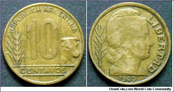 Argentina 10 centavos. 1949