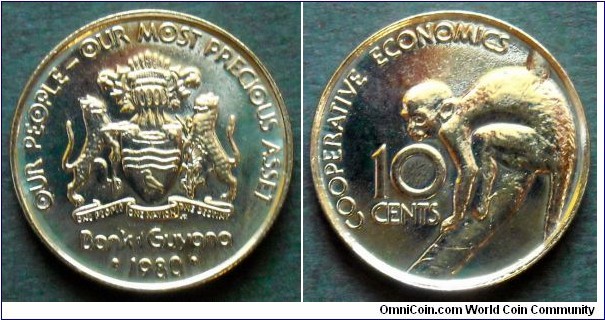 Guyana 10 cents.
1980