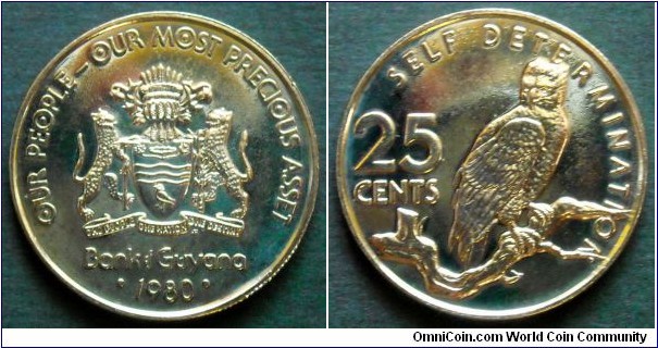 Guyana 25 cents.
1980