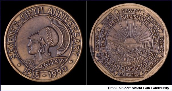 Pacific Coast Numismatic Society 75th Anniversary medal