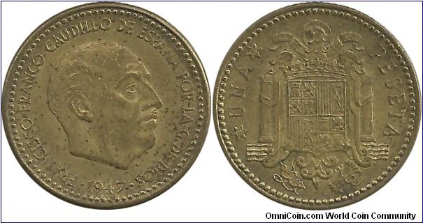Spain 1 Peseta 1947(53)