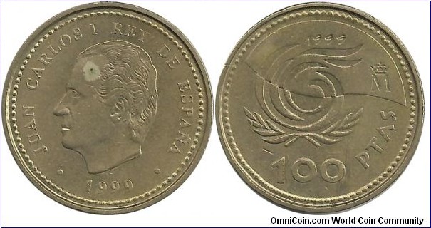 SpainComm 100 Pesetas 1999-International Year of Old Persons