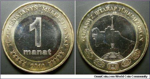 Turkmenistan 2010 1 manat. Weight: 9.43g