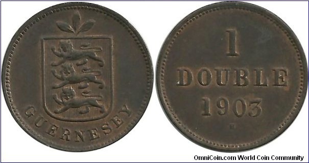 Guernesey 1 Double 1903H - King Edward VII (1901-1910)