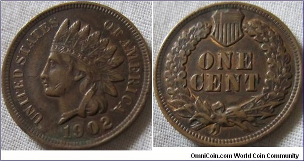 1902 cent, aEF grade with some Lustre