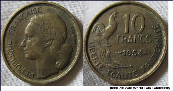 1 very scarce 1954 paris 10 franc, only 2.2 million minted.