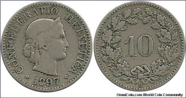 Switzerland 10 Rappen 1897B