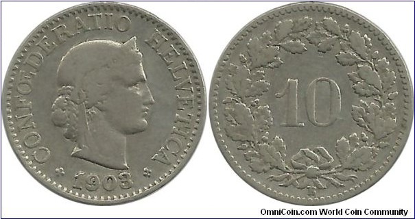 Switzerland 10 Rappen 1903B