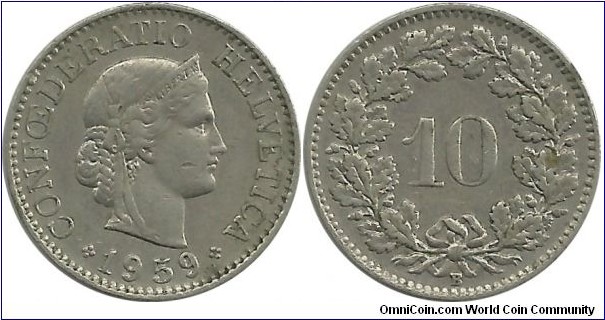 Switzerland 10 Rappen 1959B