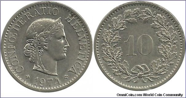 Switzerland 10 Rappen 1974