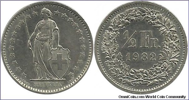 Switzerland ½ Franc 1982