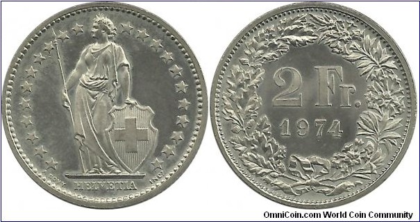 Switzerland 2 Francs 1974