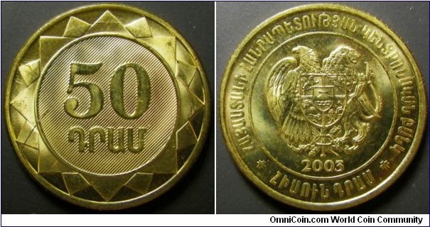 Armenia 2003 50 drams. Weight: 3.58g. 