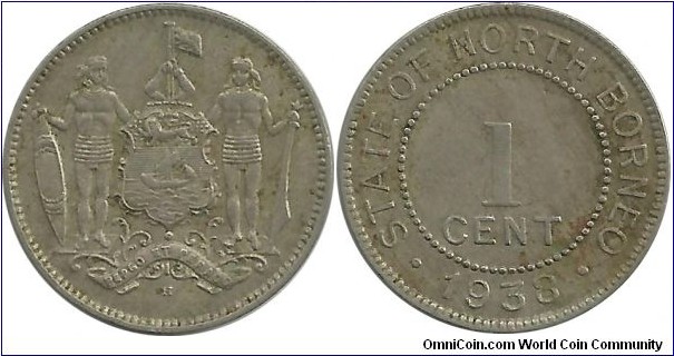 State of NorthBorneo 1 Cent 1938H