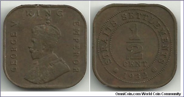 StraitsSettlements ½ Cent 1932