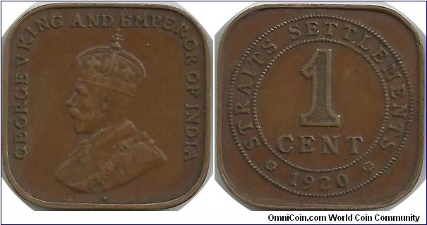 StraitsSettlements 1 Cent 1920