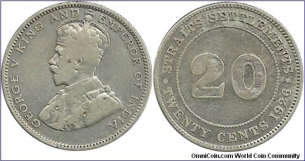 StraitsSettlements 20 Cents 1926