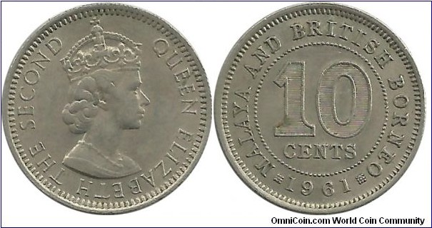 MalayaBritishBorneo 10 Cents 1961