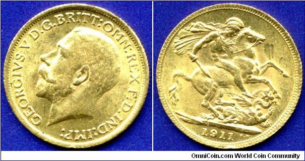 Sovereign.
George V (1910-1936).
Perth mint, Australia.
Mintage 4,373,000 units.


Au917f. 7,9881gr.



