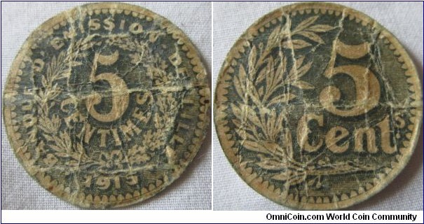 1915 paper lille 5 centimes, 