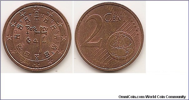 2 Euro cent
KM#741
3.0300 g., Copper Plated Steel, 18.7 mm. Obv: Royal seal of 1134 with country name and cross Obv. Designer: Vitor Santos Rev: Value and globe Rev. Designer: Luc Luycx Edge: Grooved