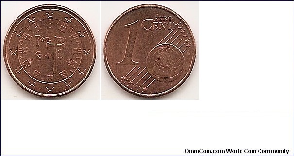 1 Euro cent
KM#740
2.3000 g., Copper Plated Steel, 16.25 mm. Obv: Royal seal of 1134 with country name and cross Obv. Designer: Vitor Santos Rev: Value and globe Rev. Designer: Luc Luycx Edge: Plain